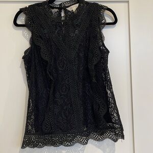 Two piece black lace sleeveless top